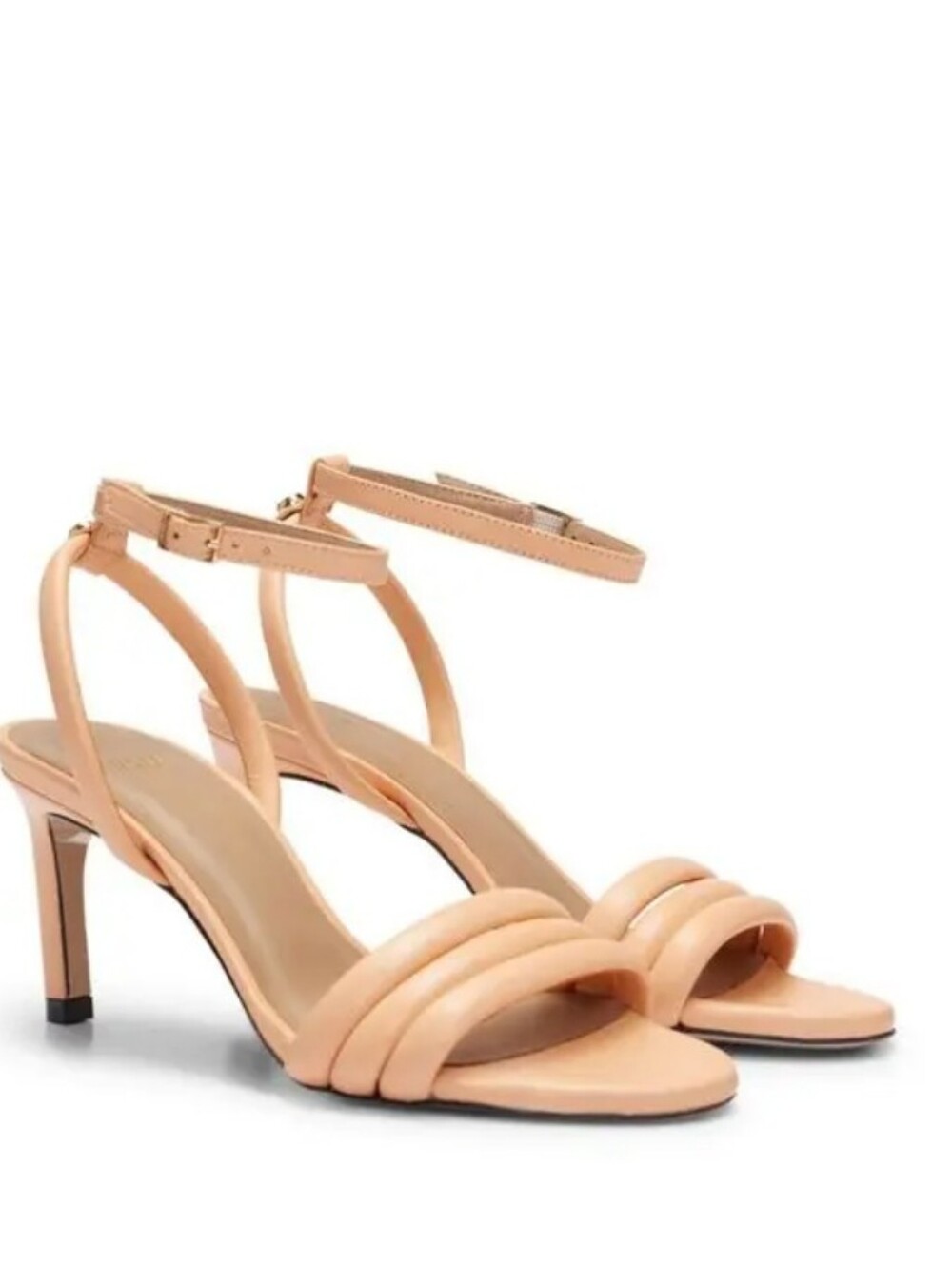 Boss Peach 70mm Napa Leather Padded Ankle-Strap Heels. Size 40. New